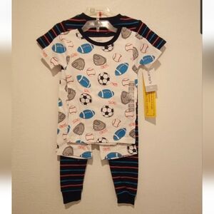 NWT "SPORTS" Boys 2T Carters Snug Fit Pajama Set Of 4 Pieces 100% Cotton
